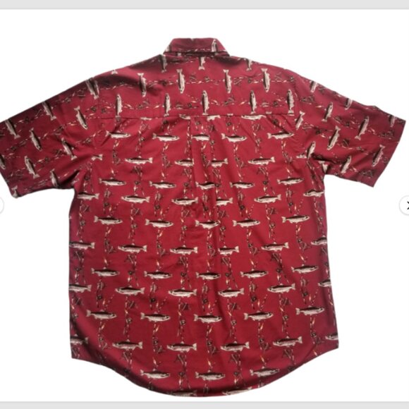 Puritan Fish Shirt Men’s Short Sleeve Shirt Small Fish Lines Wrinkle Free Cotton - Picture 9 of 14